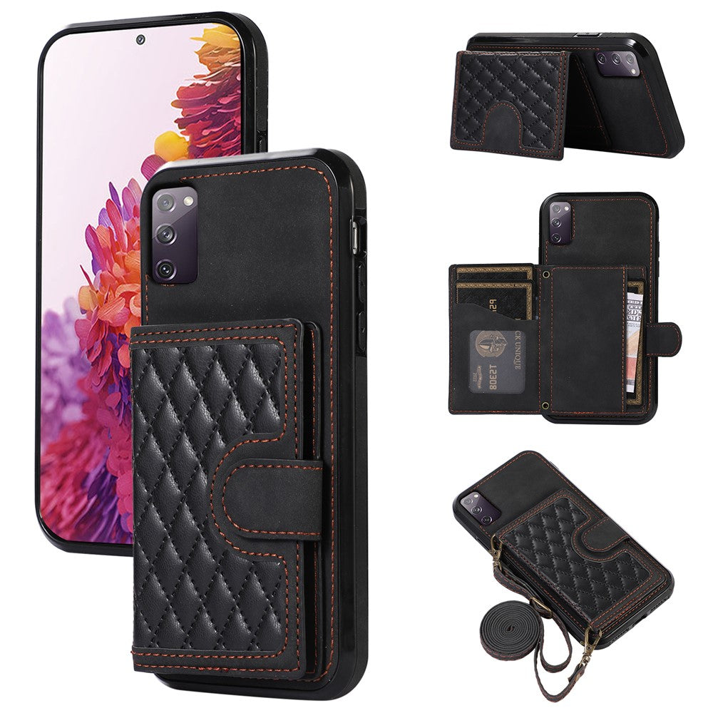For Samsung Galaxy S20 FE 2022 / S20 FE / S20 FE 5G / S20 Lite Case Card Holder TPU+PU Leather Phone Shell