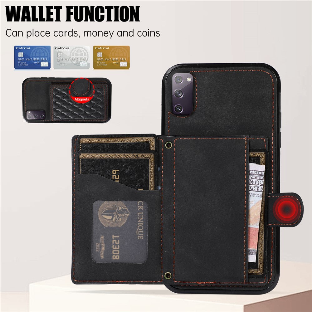 For Samsung Galaxy S20 FE 2022 / S20 FE / S20 FE 5G / S20 Lite Case Card Holder TPU+PU Leather Phone Shell