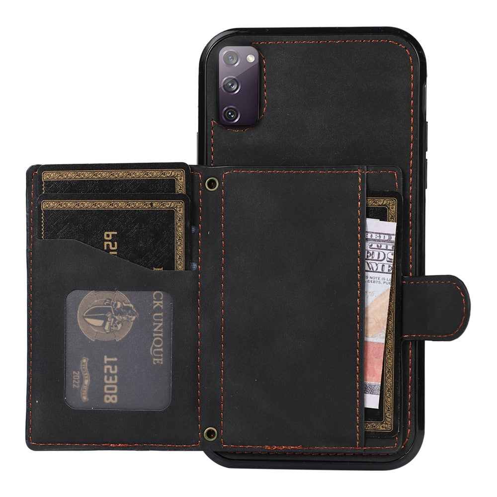 For Samsung Galaxy S20 FE 2022 / S20 FE / S20 FE 5G / S20 Lite Case Card Holder TPU+PU Leather Phone Shell