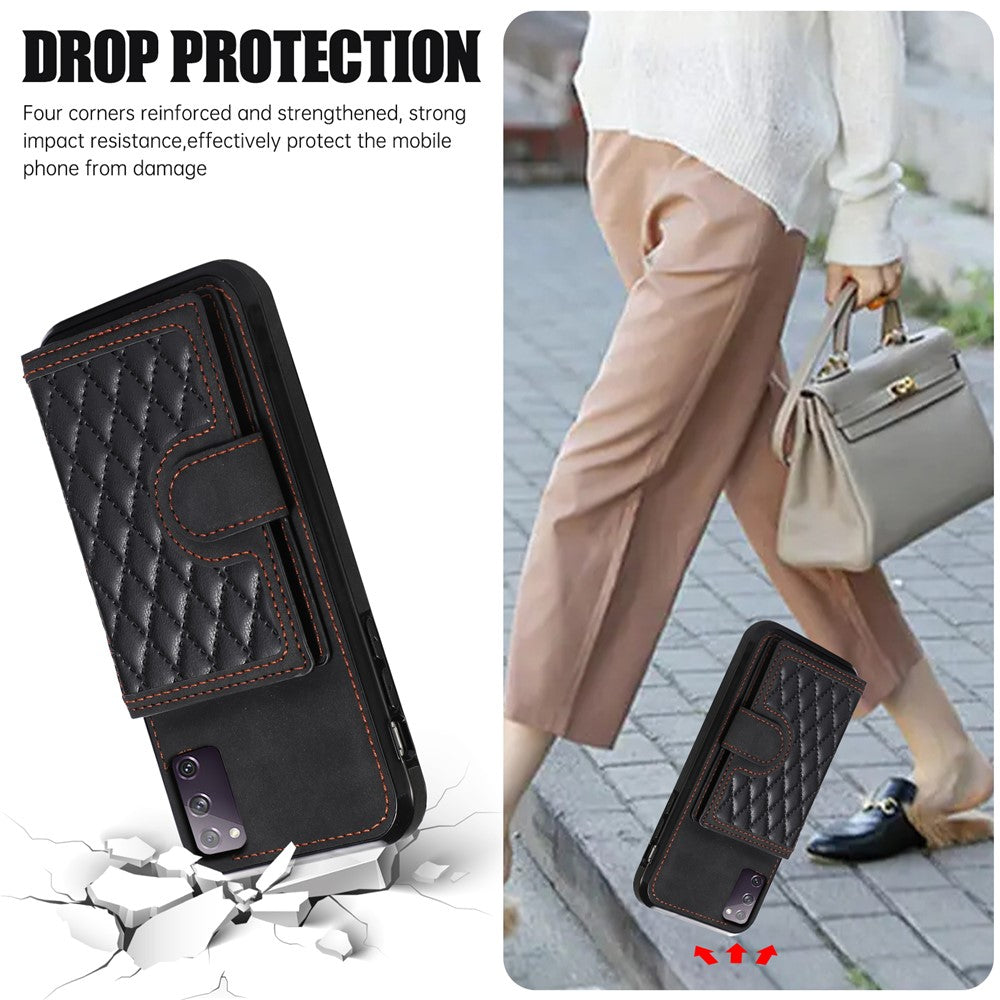 For Samsung Galaxy S20 FE 2022 / S20 FE / S20 FE 5G / S20 Lite Case Card Holder TPU+PU Leather Phone Shell