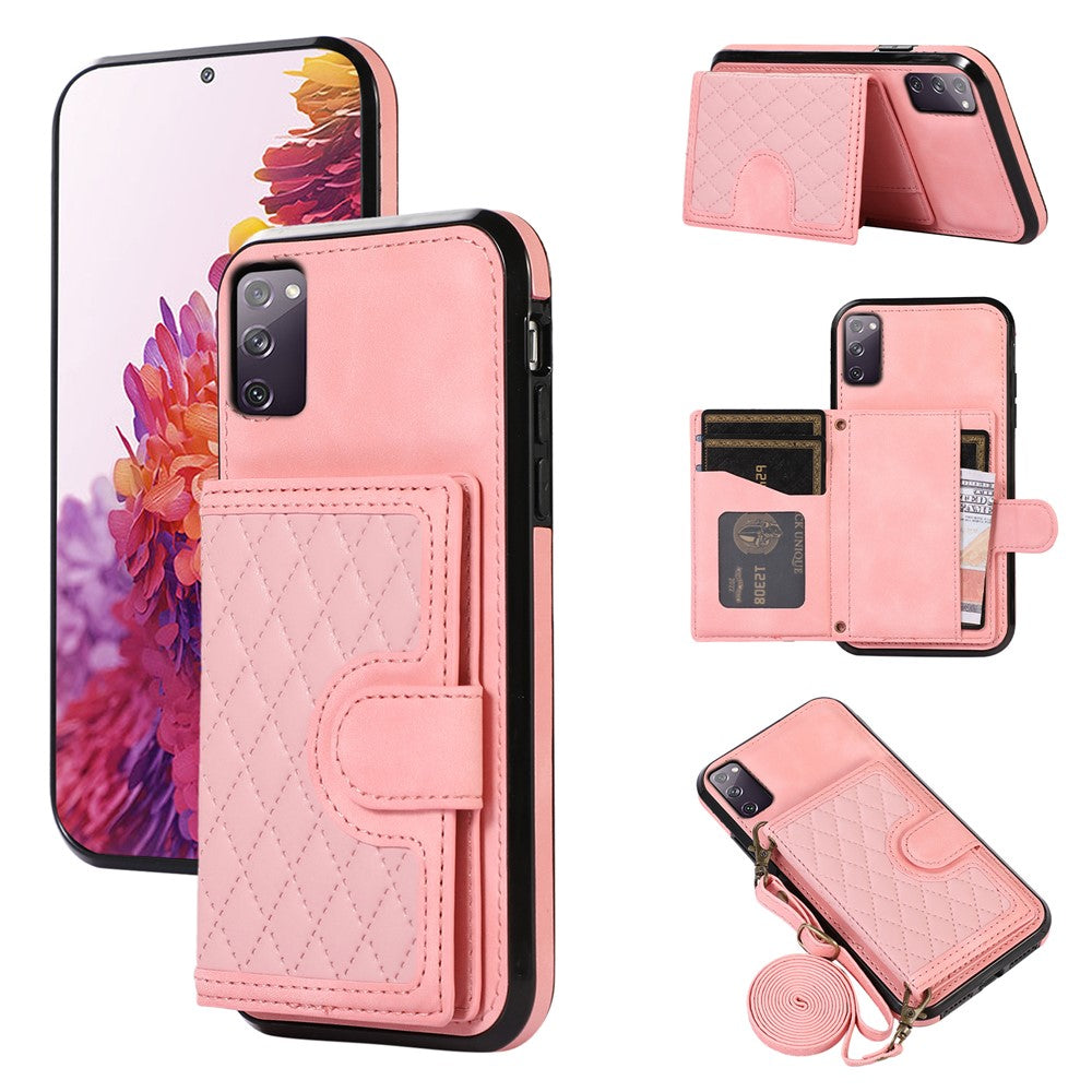 For Samsung Galaxy S20 FE 2022 / S20 FE / S20 FE 5G / S20 Lite Case Card Holder TPU+PU Leather Phone Shell