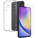 NORTHJO For Samsung Galaxy A35 5G Clear TPU Phone Case with Tempered Glass Film