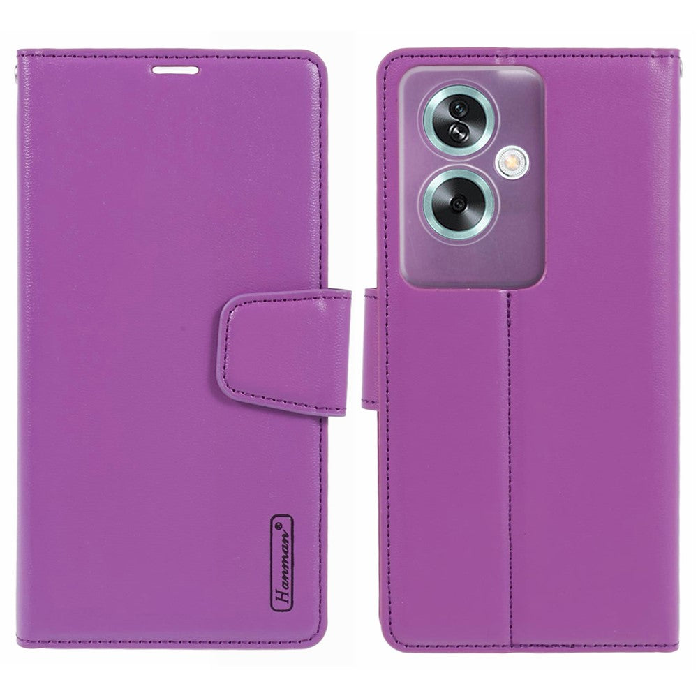 HANMAN Mill Series for Oppo A79 5G / A2 5G Case PU Leather Phone Shell Flip Wallet Cover
