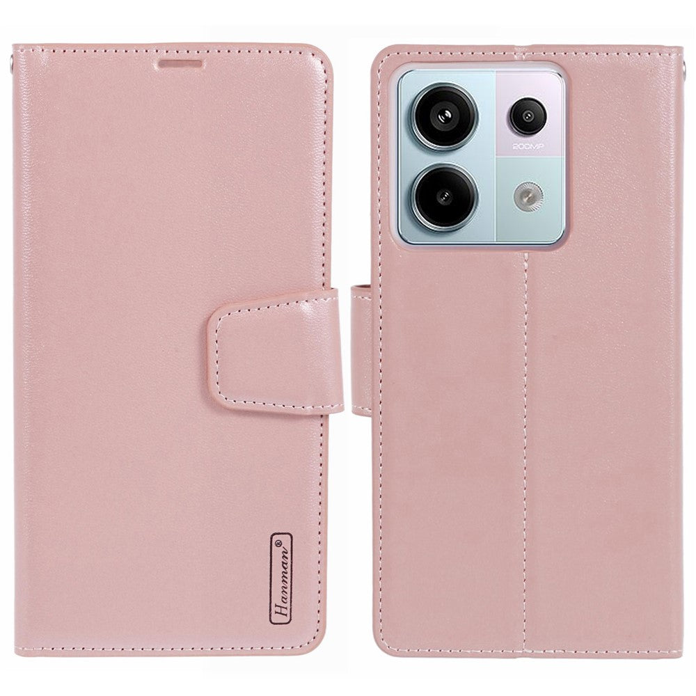 HANMAN Mill Series for Xiaomi Redmi Note 13 Pro 5G / Poco X6 5G Case PU Leather Phone Cover Wallet
