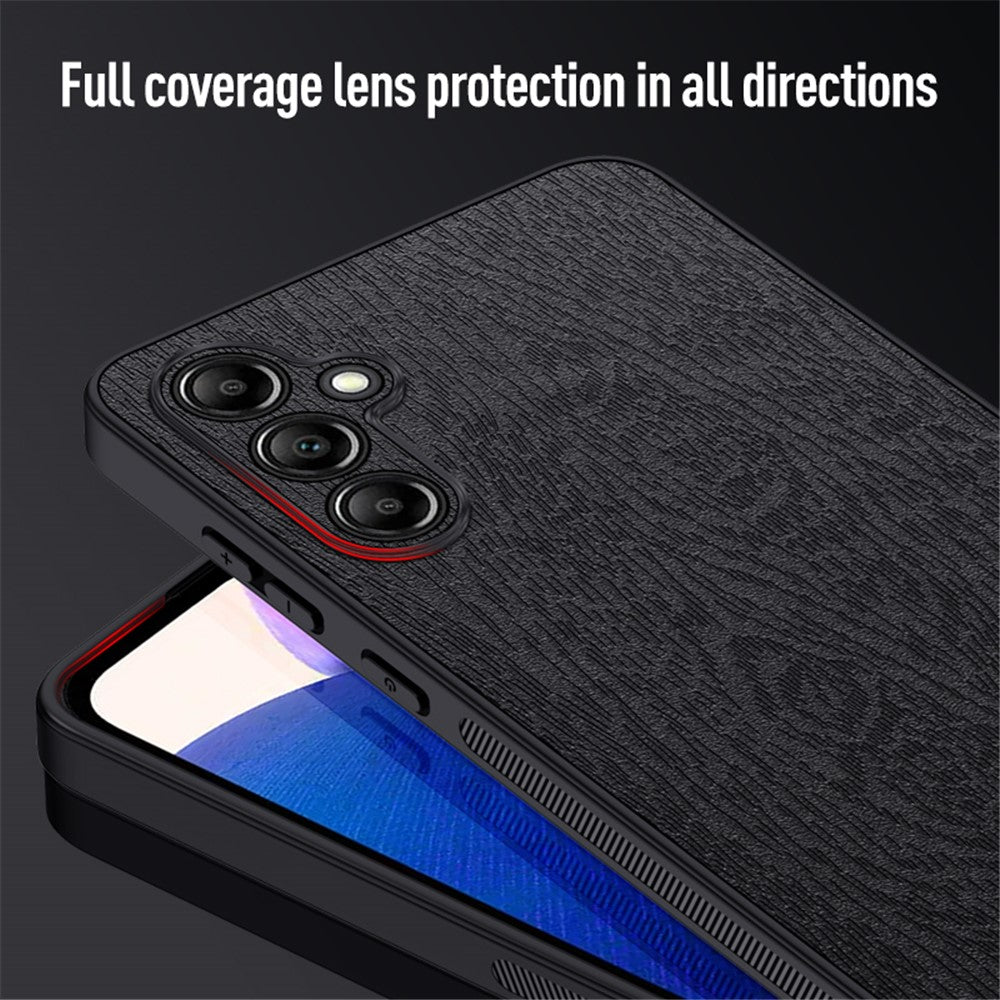 Samsung Galaxy A15 5G Mobilskal Träådring PC+TPU+PU Bakskyddsfodral