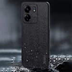 For Xiaomi Redmi 13C 4G / Poco C65 4G Wood Texture PU Leather Coated PC+TPU Cell Phone Case