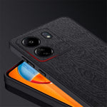 For Xiaomi Redmi 13C 4G / Poco C65 4G Wood Texture PU Leather Coated PC+TPU Cell Phone Case