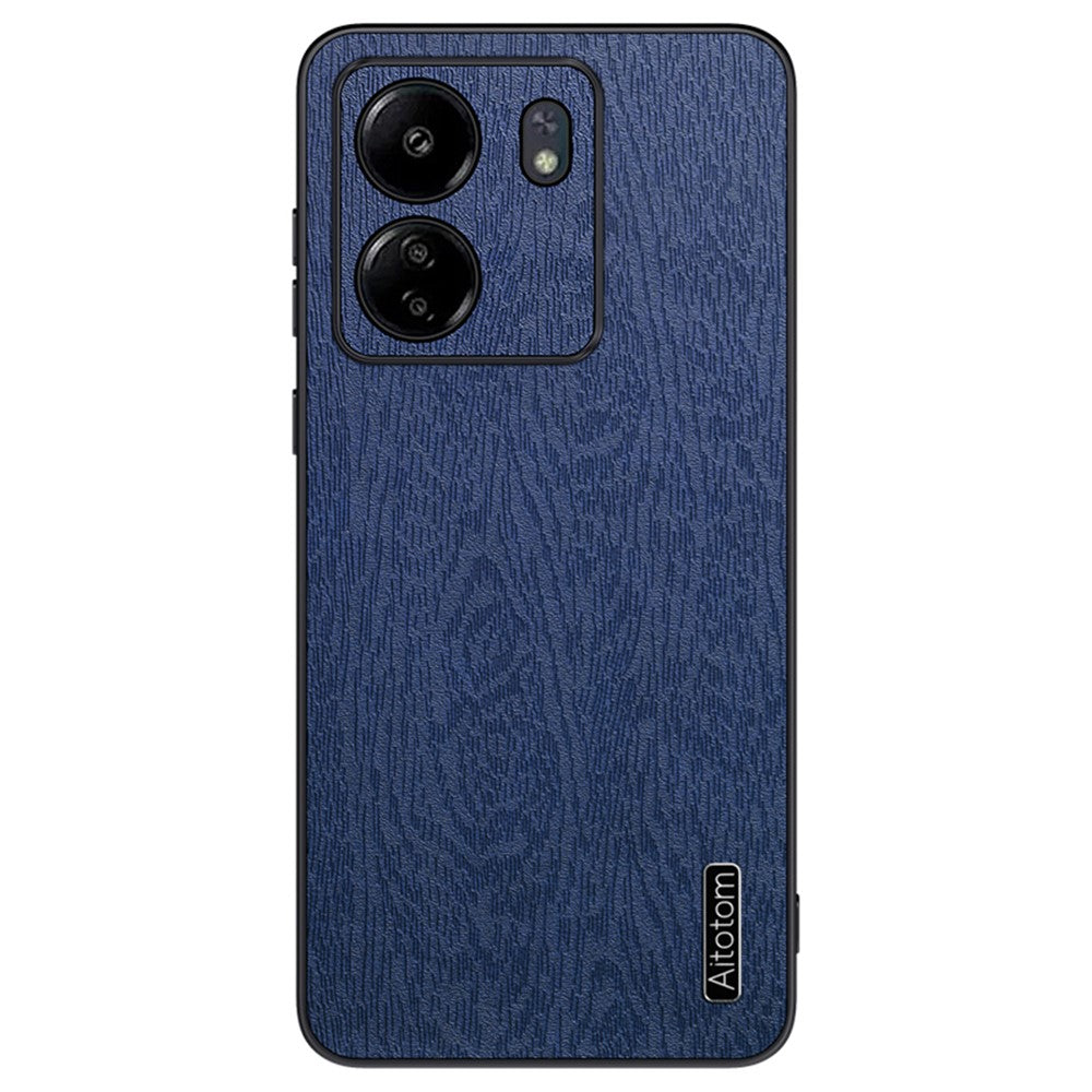 For Xiaomi Redmi 13C 4G / Poco C65 4G Wood Texture PU Leather Coated PC+TPU Cell Phone Case