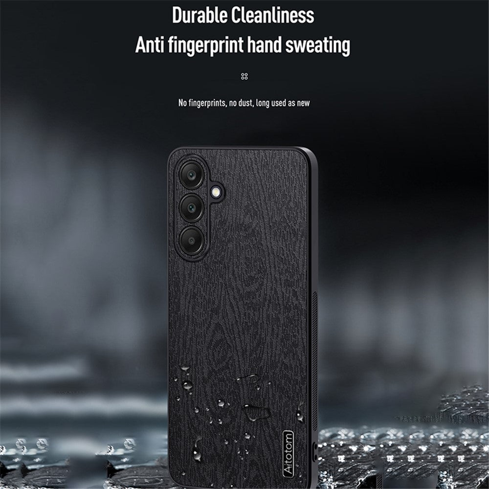 Back Shell for Samsung Galaxy A25 5G (Global) (161.0 x 76.5 x 8.3mm) Cover Wood Grain PU+PC+TPU Cell Phone Case