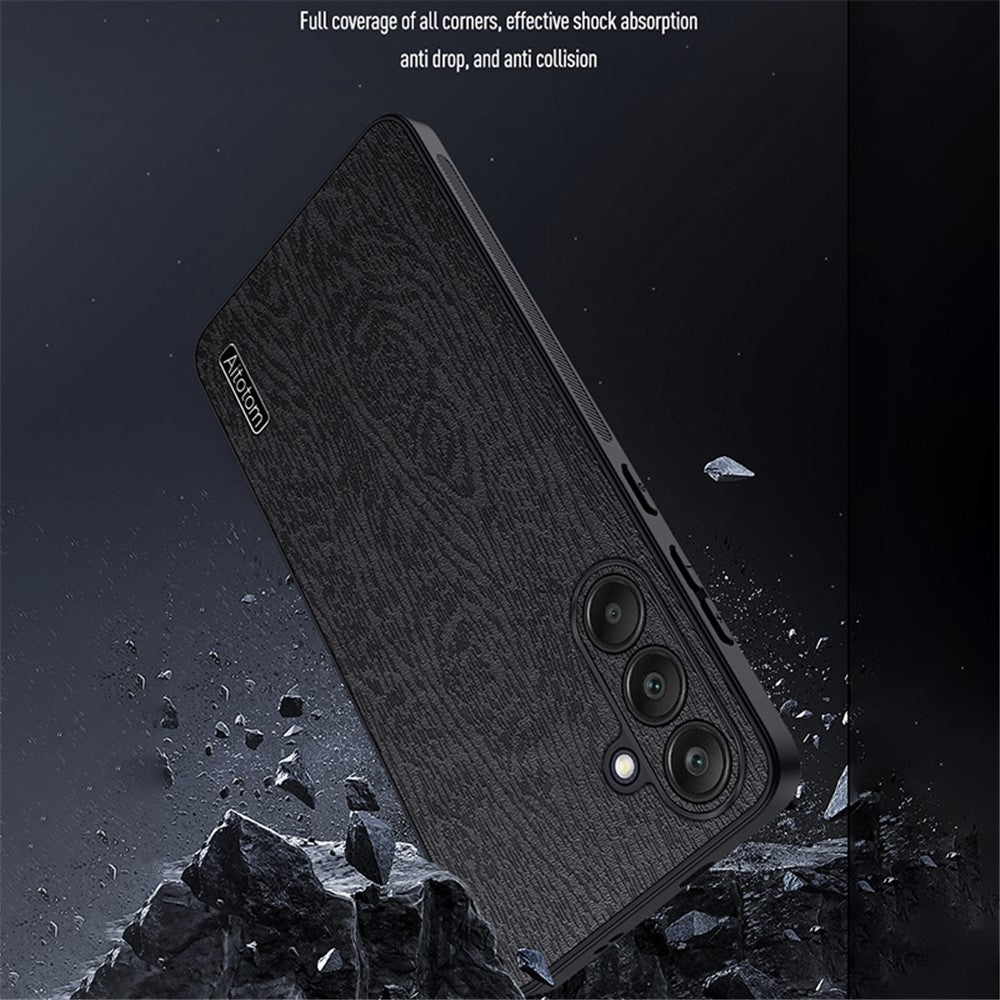 Back Shell for Samsung Galaxy A25 5G (Global) (161.0 x 76.5 x 8.3mm) Cover Wood Grain PU+PC+TPU Cell Phone Case
