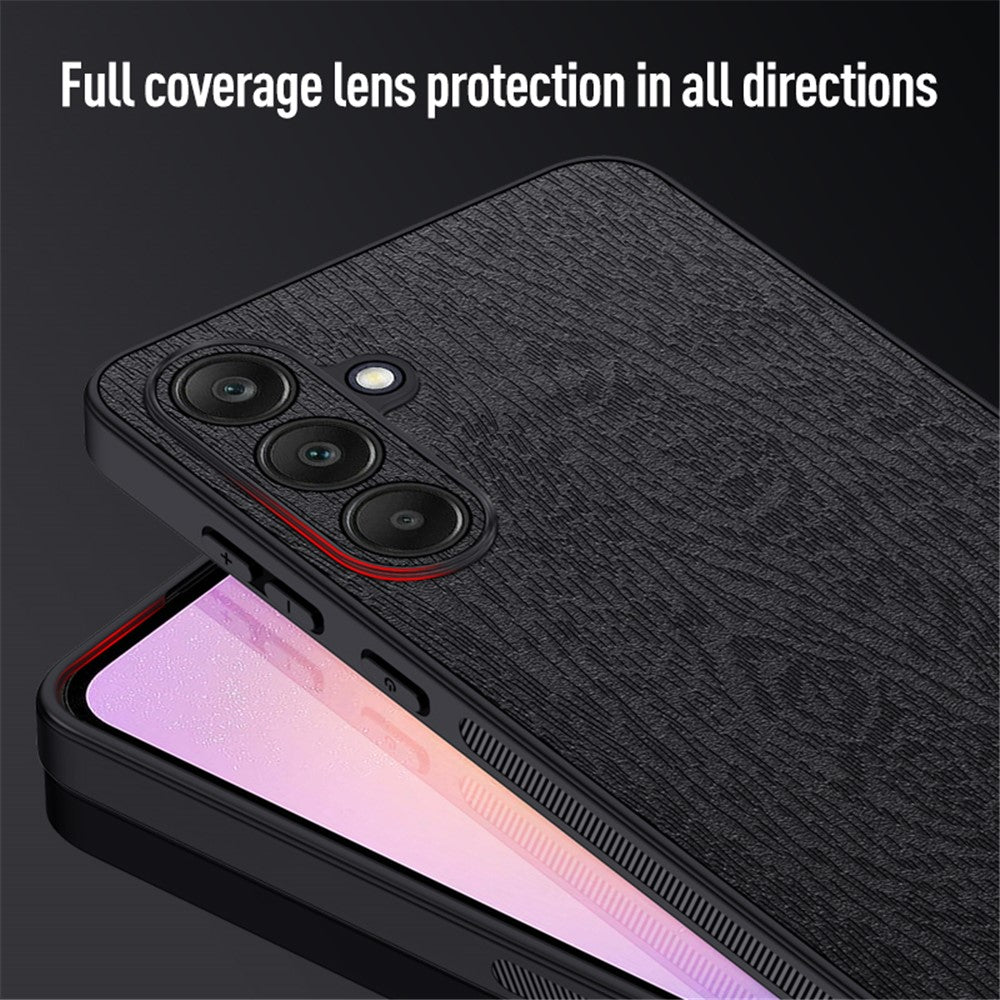 Back Shell for Samsung Galaxy A25 5G (Global) (161.0 x 76.5 x 8.3mm) Cover Wood Grain PU+PC+TPU Cell Phone Case