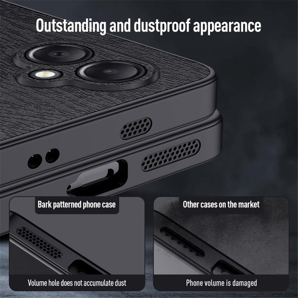 Til Samsung Galaxy A05 4G Mobiltelefonbagcover i PU-læder med træstruktur og PC+TPU