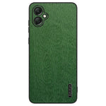 Til Samsung Galaxy A05 4G Mobiltelefonbagcover i PU-læder med træstruktur og PC+TPU