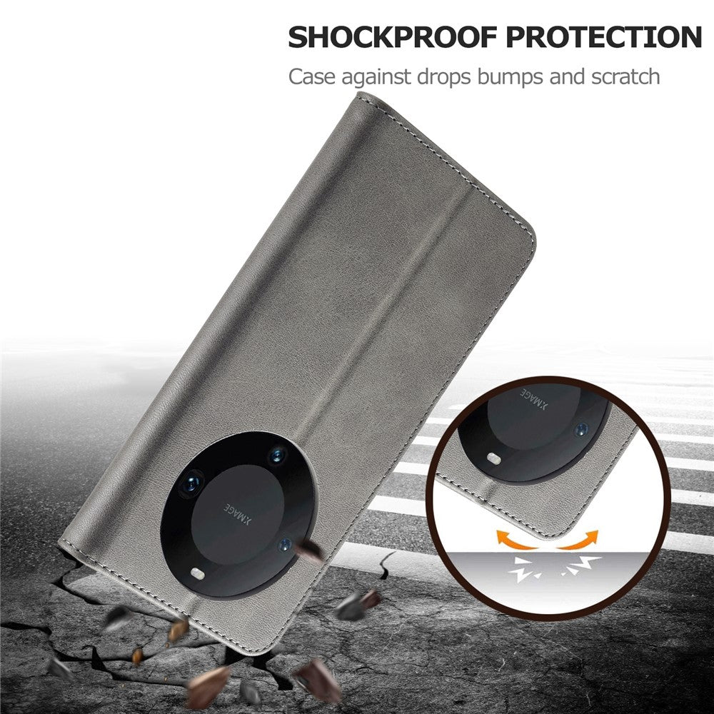 LC.IMEEKE For Huawei Mate 60 Pro+ / Mate 60 Pro Calf Texture Phone Case PU Leather Stand Wallet Cover