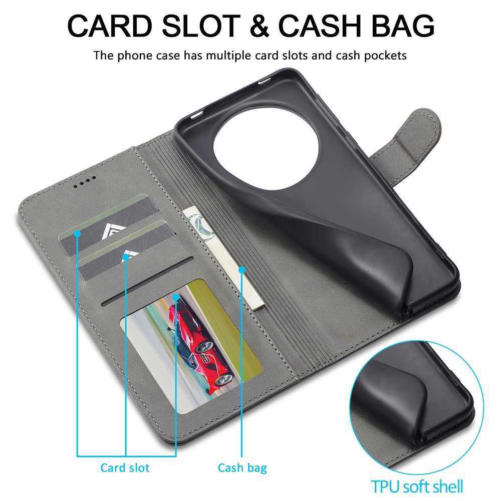 LC.IMEEKE For Huawei Mate 60 Pro+ / Mate 60 Pro Calf Texture Phone Case PU Leather Stand Wallet Cover