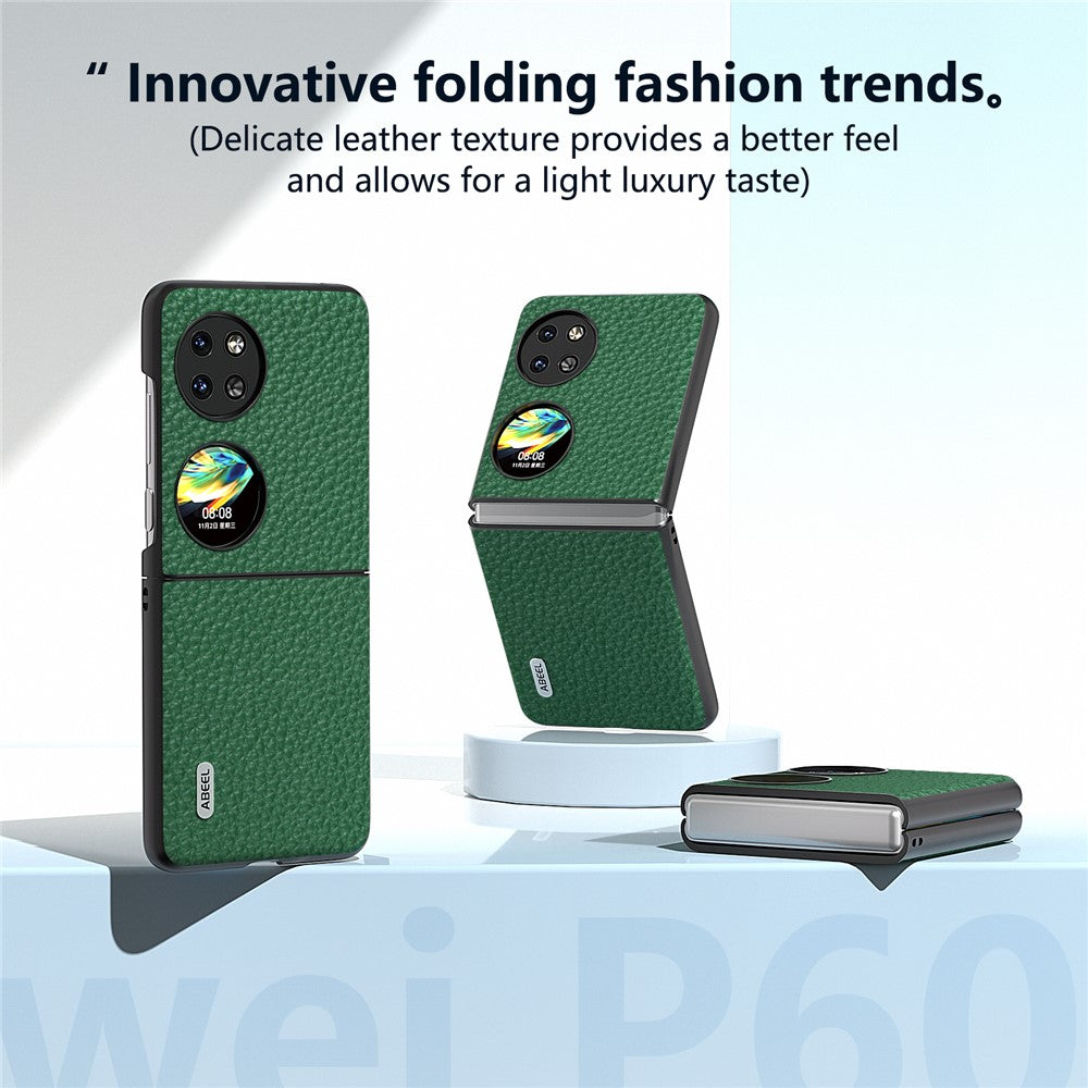 ABEEL For Huawei Pocket 2 Phone Case Genuine Cow Leather with Hard PC Inner Shell Litchi Texture