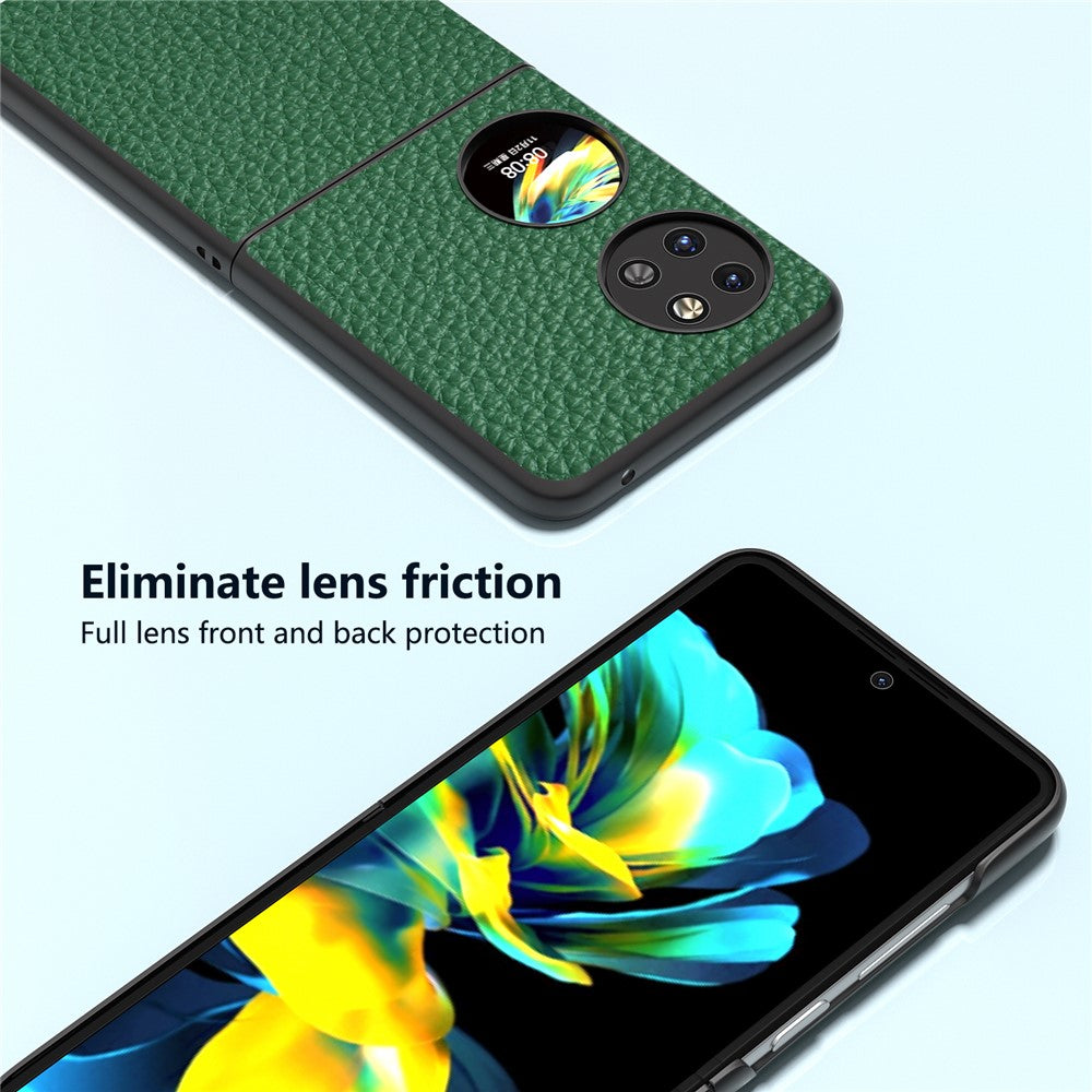 ABEEL For Huawei Pocket 2 Phone Case Genuine Cow Leather with Hard PC Inner Shell Litchi Texture