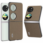 ABEEL For Huawei Pocket 2 Phone Case Genuine Cow Leather with Hard PC Inner Shell Litchi Texture