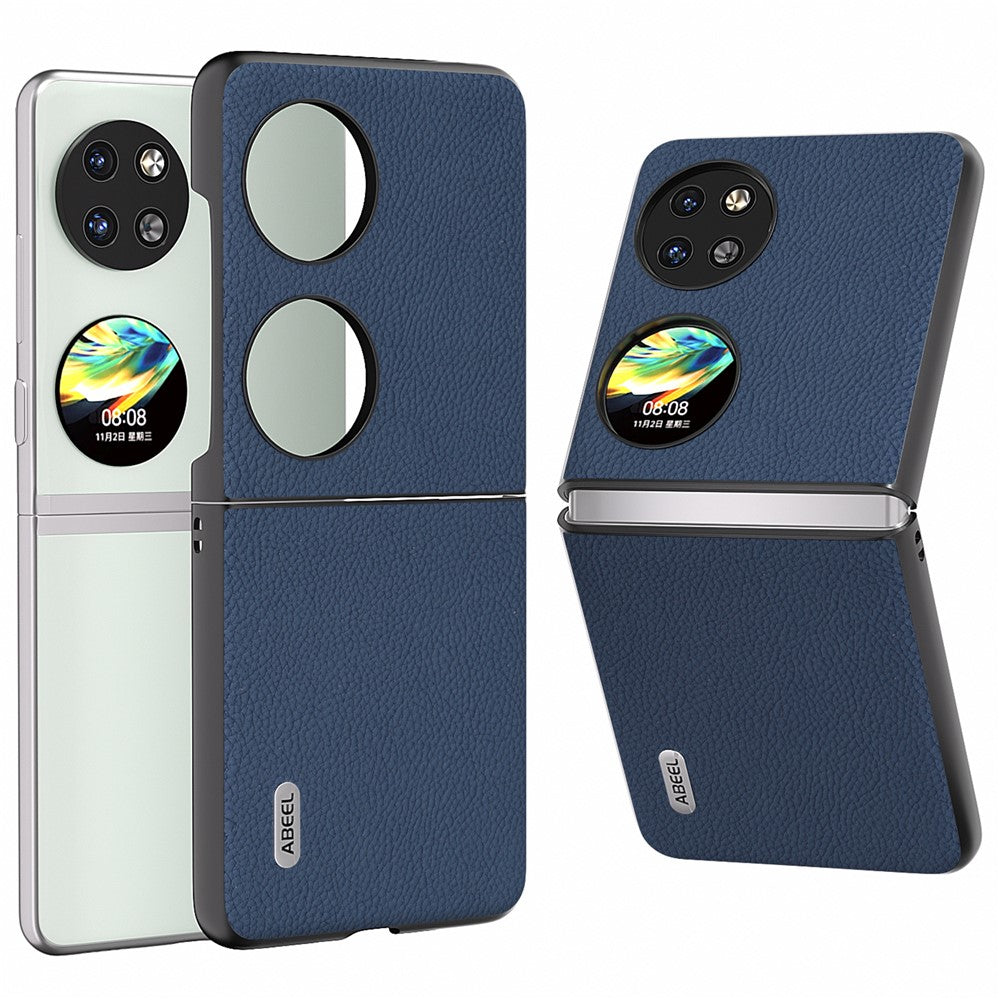 ABEEL För Huawei Pocket 2 Litchi Texture Fodral Äkta Koläder + PC mobilskal