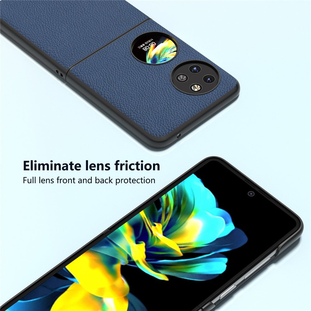 ABEEL For Huawei Pocket 2 Litchi Texture Case Genuine Cow Leather+PC Phone Cover