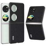 ABEEL För Huawei Pocket 2 Litchi Texture Fodral Äkta Koläder + PC mobilskal