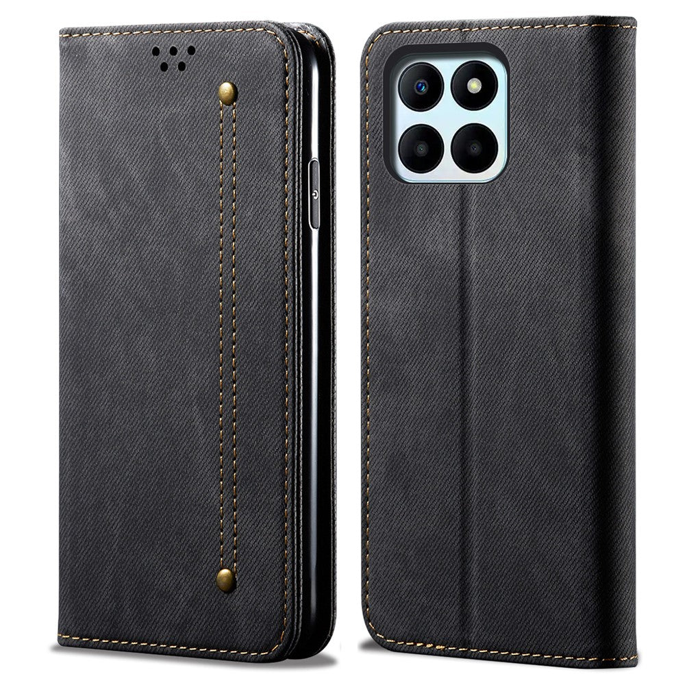 For Honor X8b 4G Cover Læder Folio Wallet Telefoncover Jeans Stof Tekstur