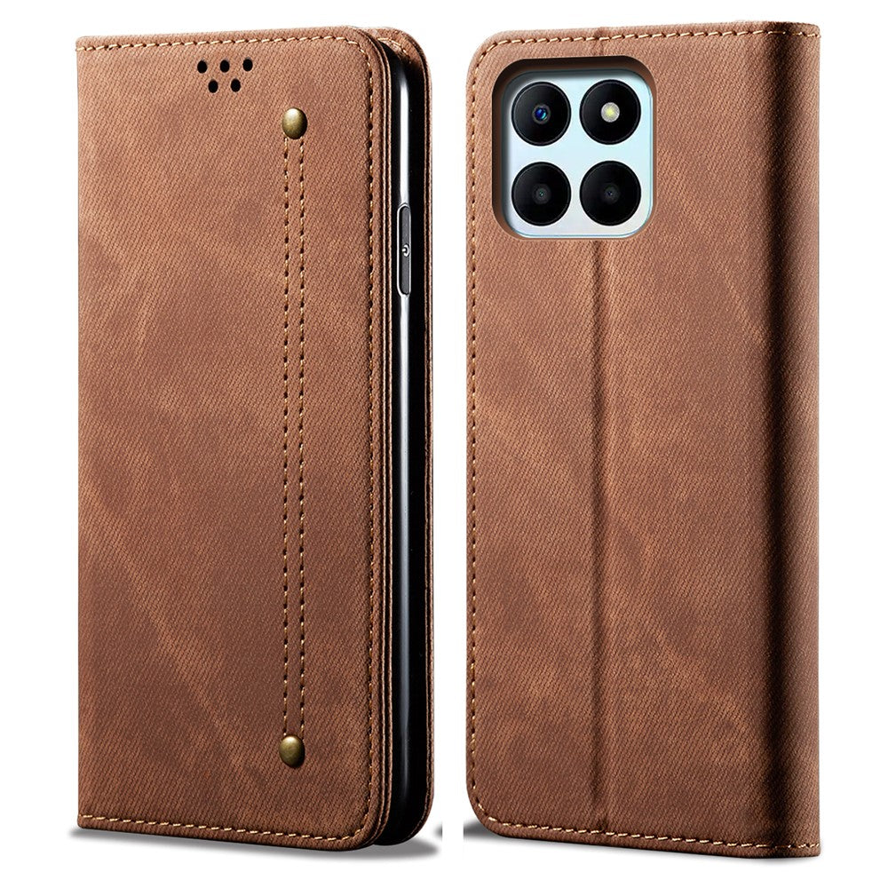 For Honor X8b 4G Cover Læder Folio Wallet Telefoncover Jeans Stof Tekstur