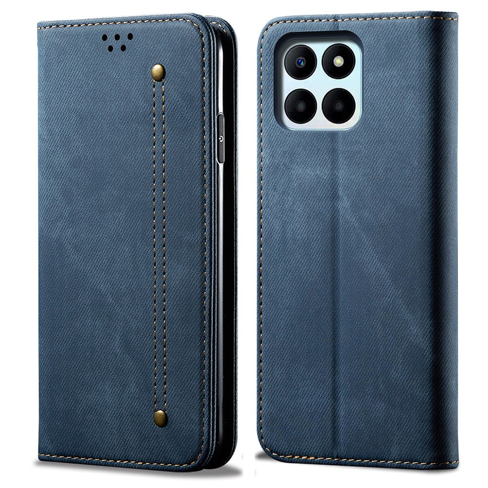 For Honor X8b 4G Cover Læder Folio Wallet Telefoncover Jeans Stof Tekstur