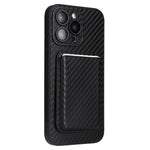 For iPhone 15 Pro Case with Magnetic Detachable Card Holder Carbon Fiber Texture Phone Cover