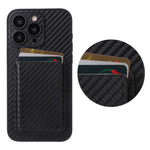 For iPhone 15 Pro Case with Magnetic Detachable Card Holder Carbon Fiber Texture Phone Cover