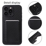 For iPhone 15 Pro Case with Magnetic Detachable Card Holder Carbon Fiber Texture Phone Cover