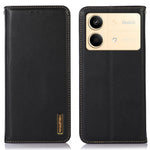 KHAZNEH For Xiaomi Redmi Note 13R Pro 5G Phone Case Genuine Cow Leather RFID Blocking