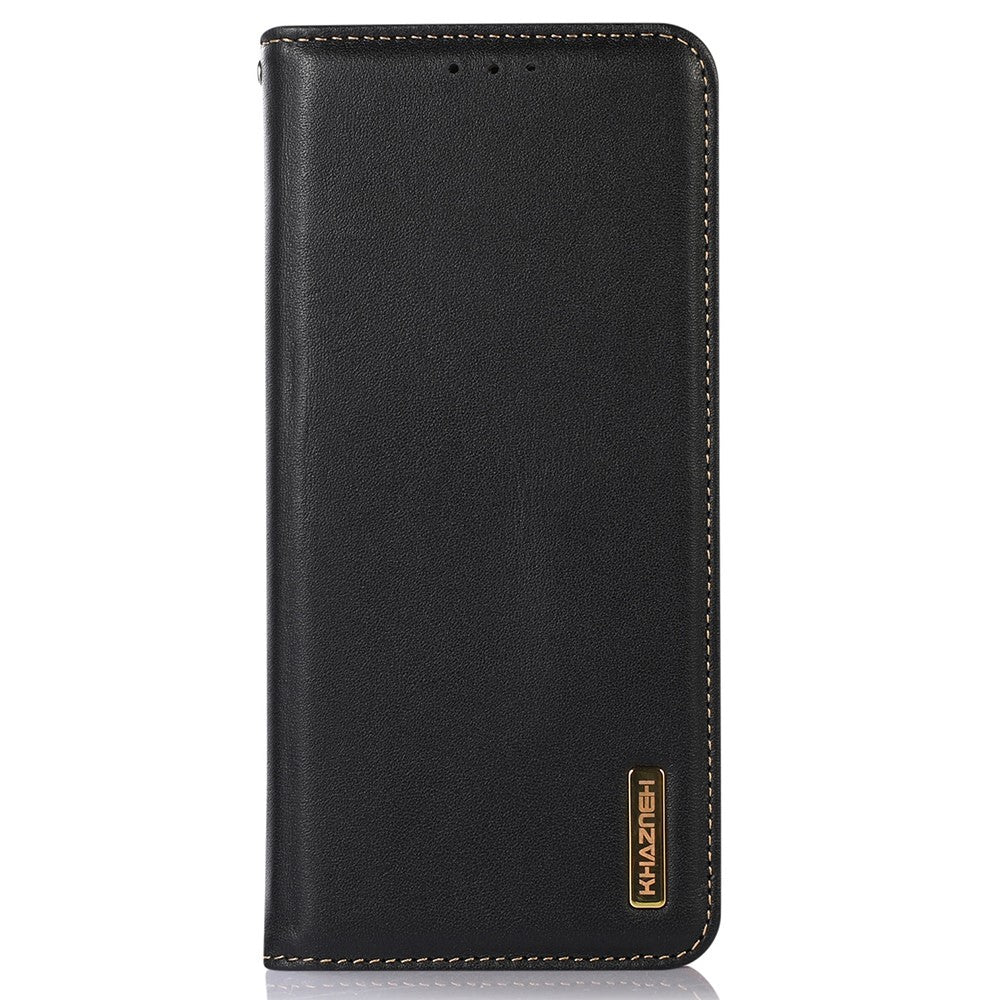 KHAZNEH For Xiaomi Redmi Note 13R Pro 5G Phone Case Genuine Cow Leather RFID Blocking