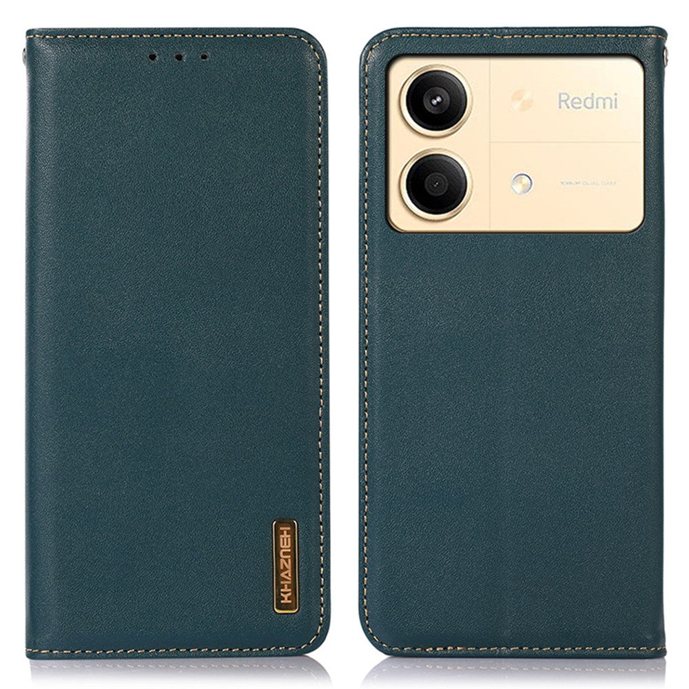 KHAZNEH For Xiaomi Redmi Note 13R Pro 5G Phone Case Genuine Cow Leather RFID Blocking