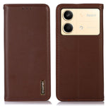 KHAZNEH For Xiaomi Redmi Note 13R Pro 5G Phone Case Genuine Cow Leather RFID Blocking