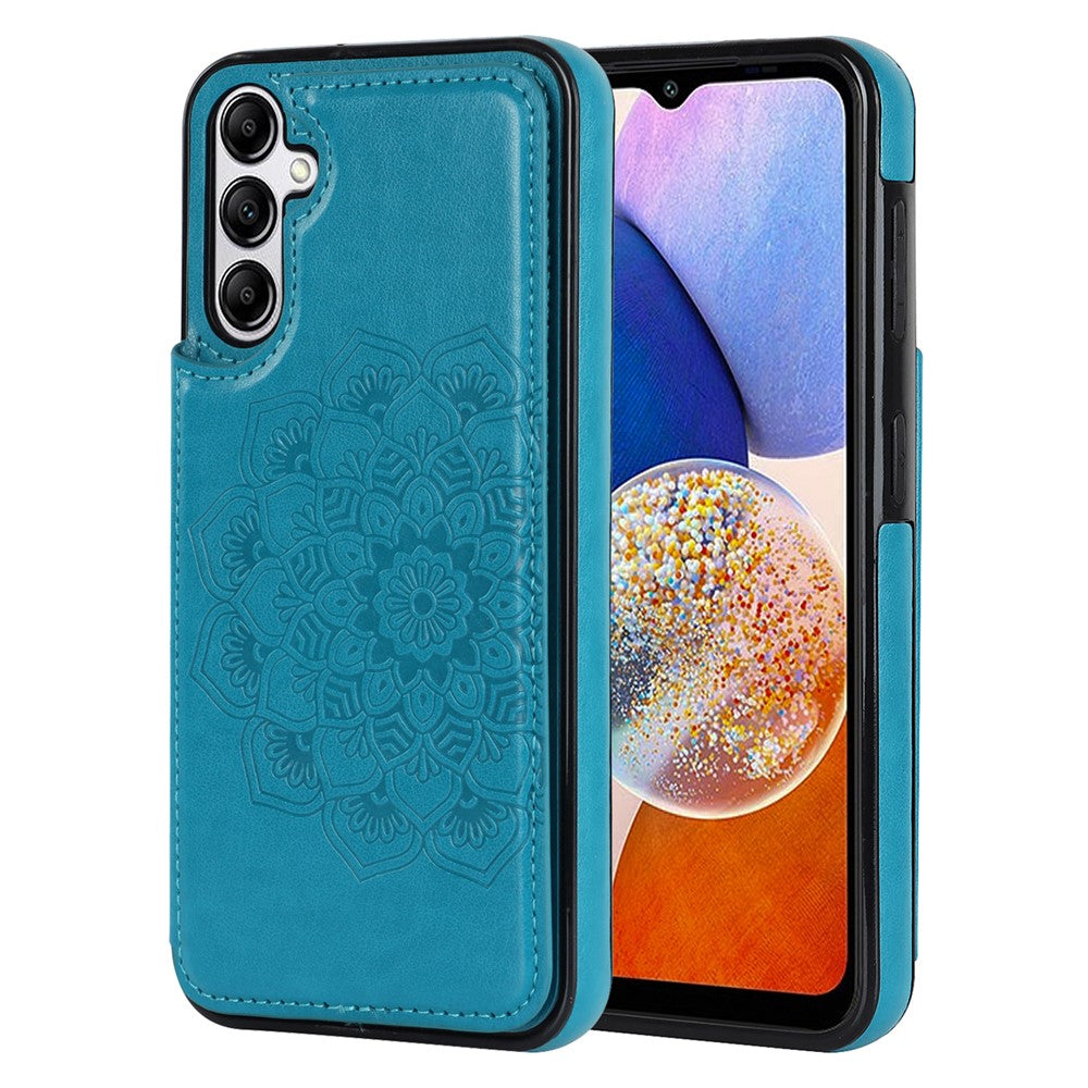 Til Samsung Galaxy A15 5G Magnetisk Telefon Cover Præget Mandala Blomst Kortlommer Cover