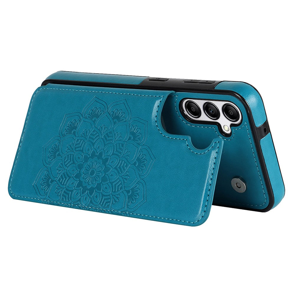 Til Samsung Galaxy A15 5G Magnetisk Telefon Cover Præget Mandala Blomst Kortlommer Cover