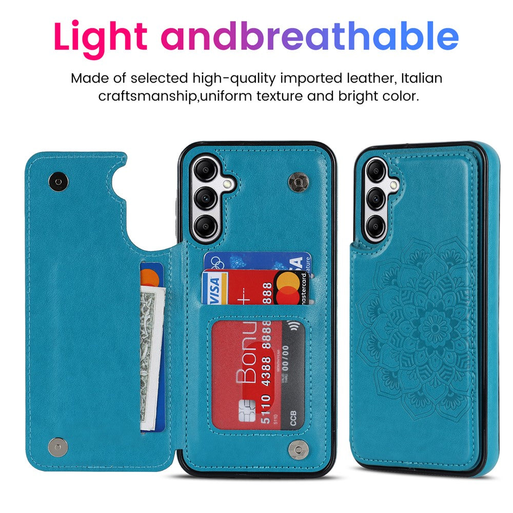 Til Samsung Galaxy A15 5G Magnetisk Telefon Cover Præget Mandala Blomst Kortlommer Cover