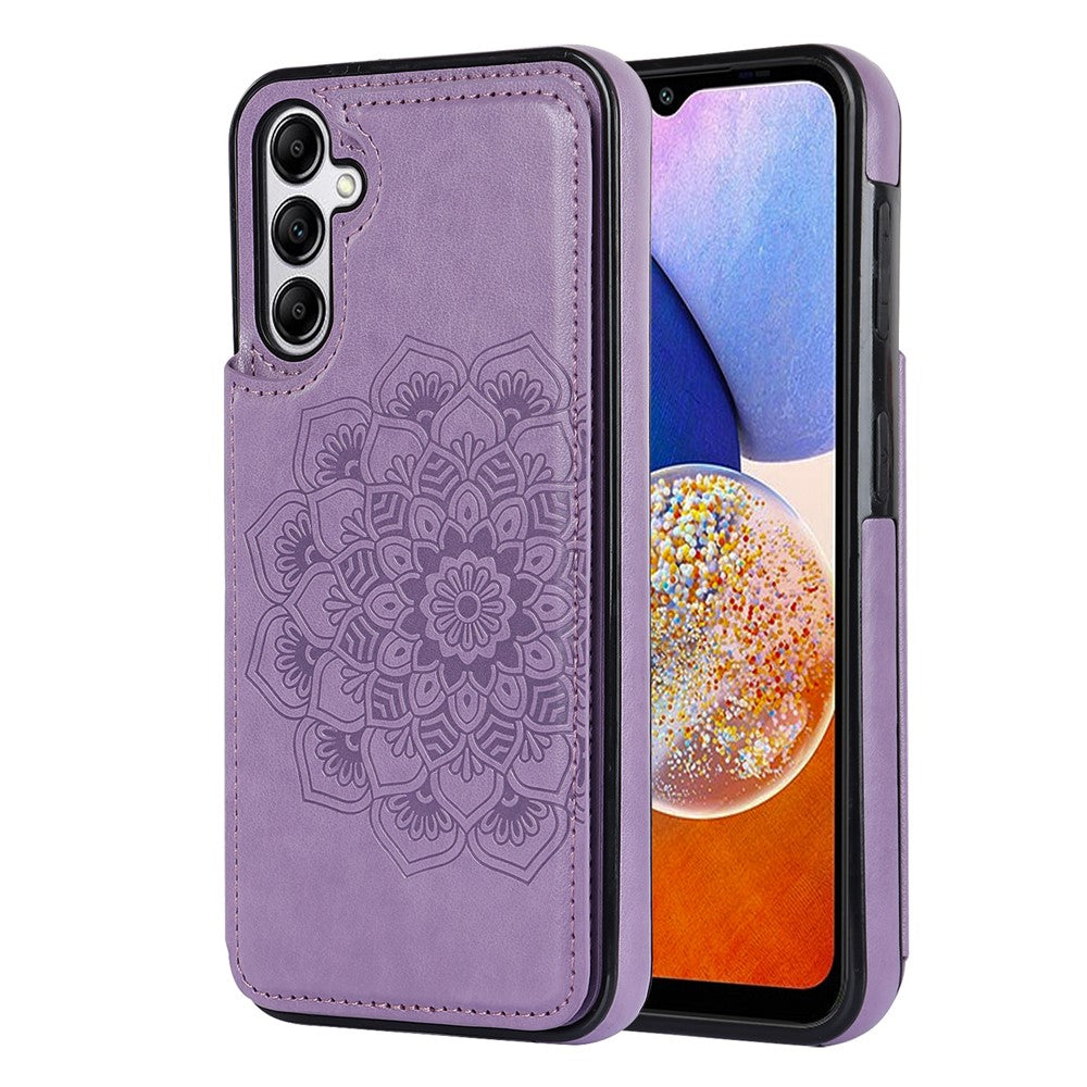 Til Samsung Galaxy A15 5G Magnetisk Telefon Cover Præget Mandala Blomst Kortlommer Cover