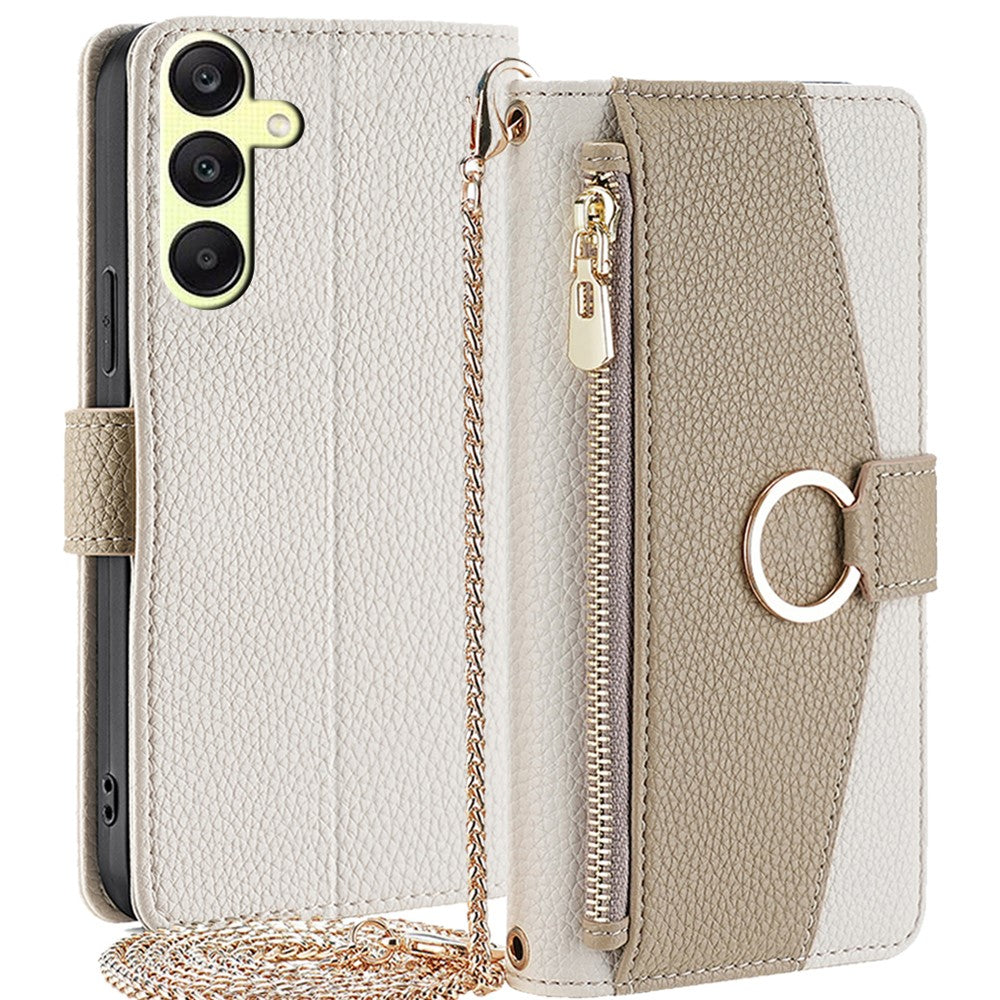 For Samsung Galaxy A25 5G (Global) (161.0 x 76.5 x 8.3mm) Magnetic Phone Case Zipper Pocket Leather Protective Cover