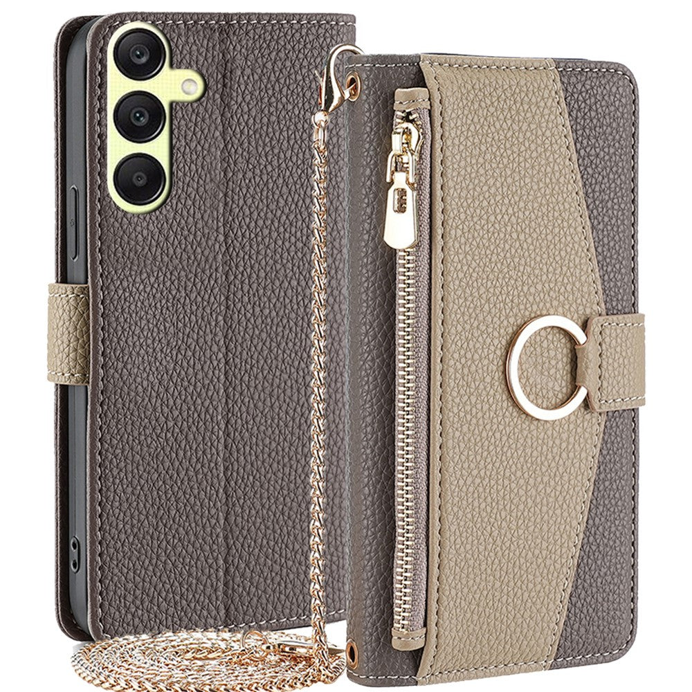 For Samsung Galaxy A25 5G (Global) (161.0 x 76.5 x 8.3mm) Magnetic Phone Case Zipper Pocket Leather Protective Cover