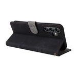 For Samsung Galaxy A15 5G / 4G Case RFID Blocking Phone Stand Cover Card Pouch with Hand Strap