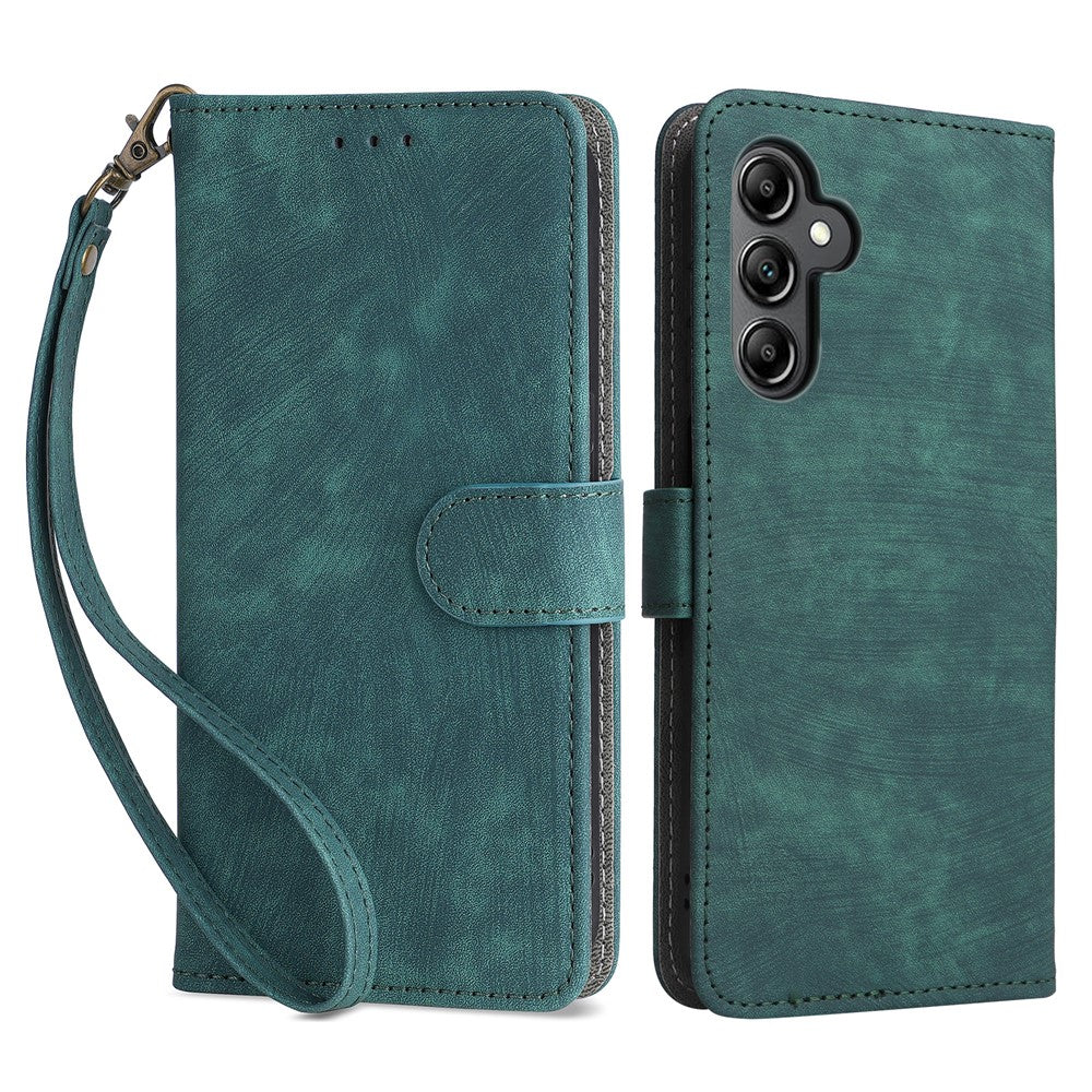 For Samsung Galaxy A15 5G / 4G Case RFID Blocking Phone Stand Cover Card Pouch with Hand Strap