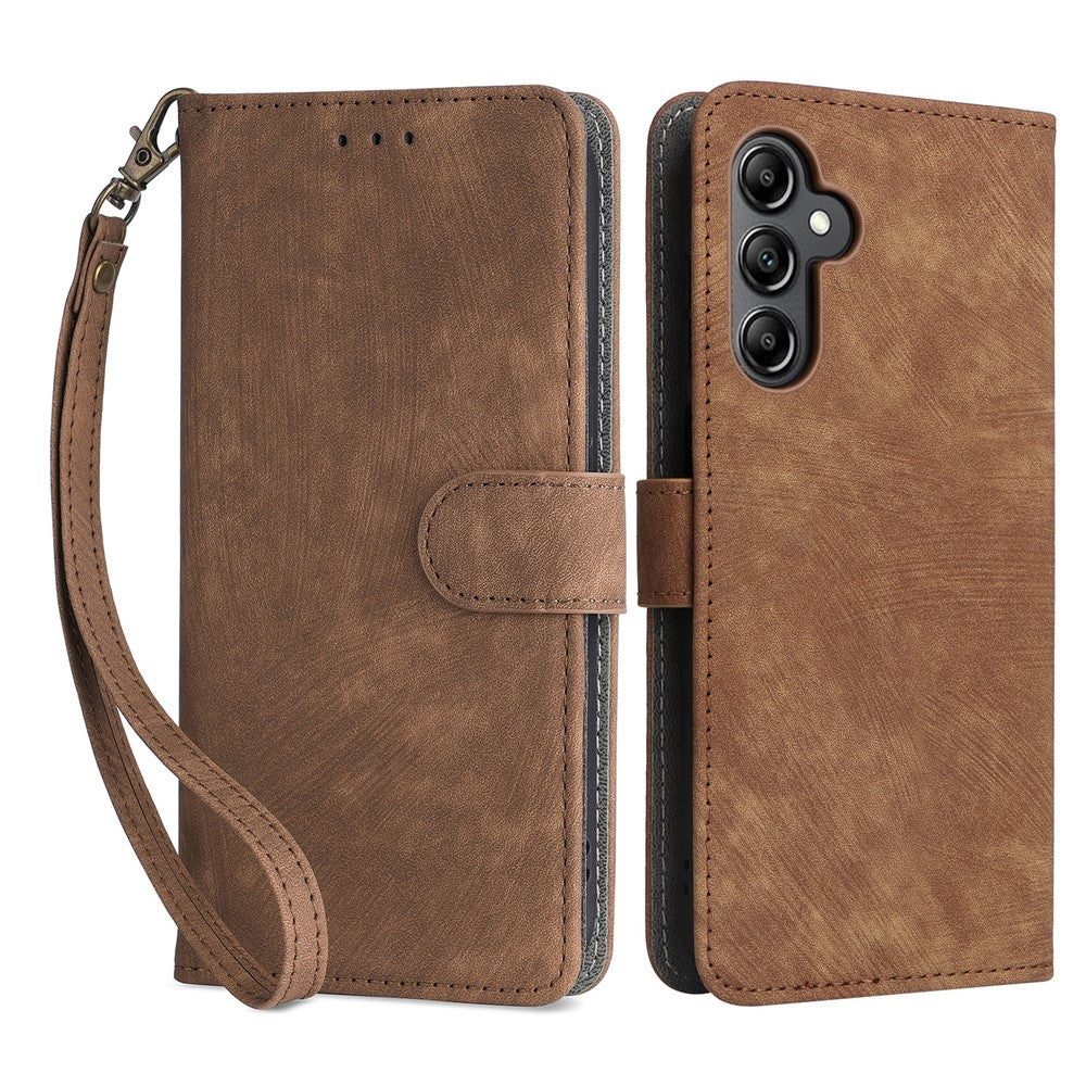 For Samsung Galaxy A15 5G / 4G Case RFID Blocking Phone Stand Cover Card Pouch with Hand Strap