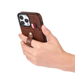 Til iPhone 12 / 12 Pro 6.1 tommer mobiltelefonetui Retro PU-læder+TPU-cover med udtrækkelig remstøtte