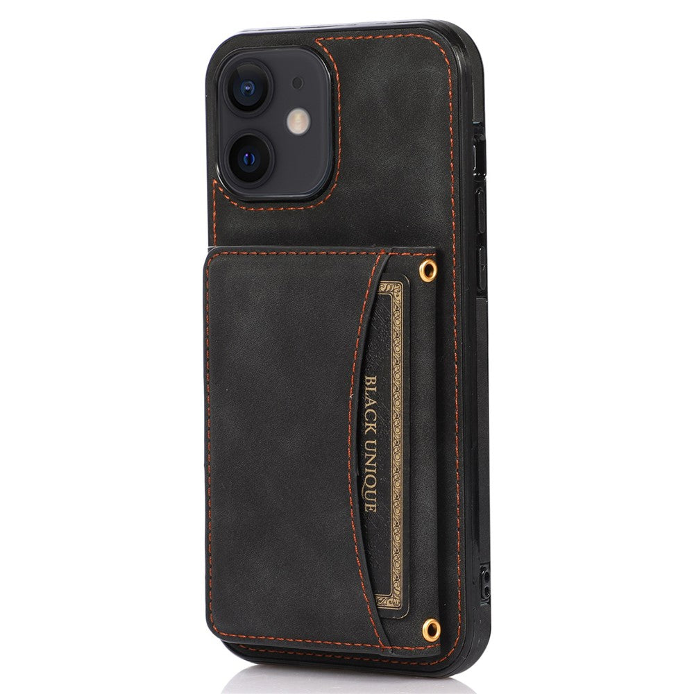 For iPhone 11 Cell Phone Case Tri-fold Wallet Drop-proof PU Leather+TPU Kickstand Back Cover