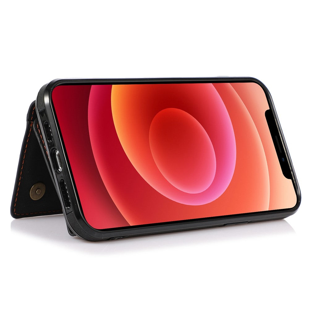 For iPhone 11 Cell Phone Case Tri-fold Wallet Drop-proof PU Leather+TPU Kickstand Back Cover