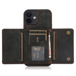 For iPhone 11 Cell Phone Case Tri-fold Wallet Drop-proof PU Leather+TPU Kickstand Back Cover