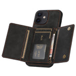 For iPhone 11 Cell Phone Case Tri-fold Wallet Drop-proof PU Leather+TPU Kickstand Back Cover