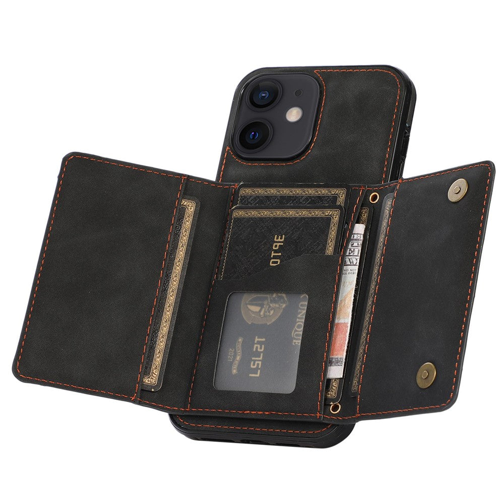 For iPhone 11 Cell Phone Case Tri-fold Wallet Drop-proof PU Leather+TPU Kickstand Back Cover